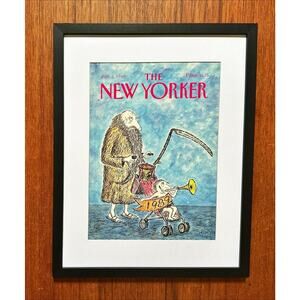 Framed 1989 The New Yorker Magazine January 2 Cover Koren Father Time